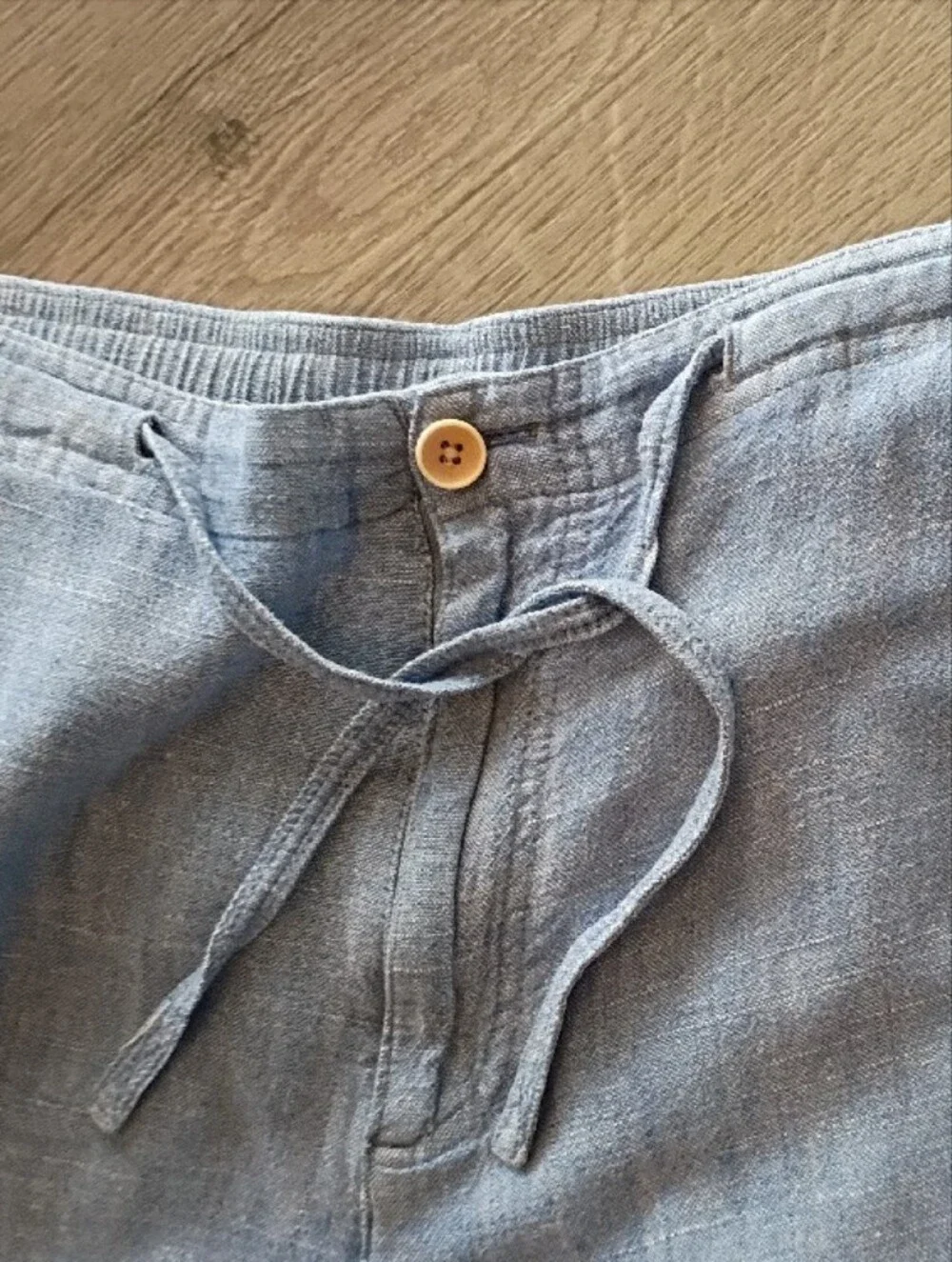 Linen/Viscose Light Blue Casual Drawstring Pants 34-36
